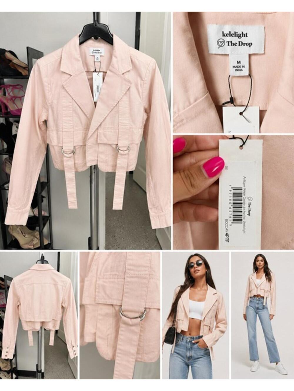 NWT The Drop x Kellielight Arlette Rose Cargo Jacket Pink Medium